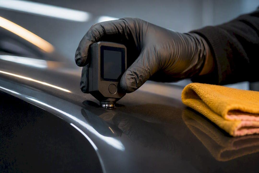 Gauge measuring ceramic coating on painted panel