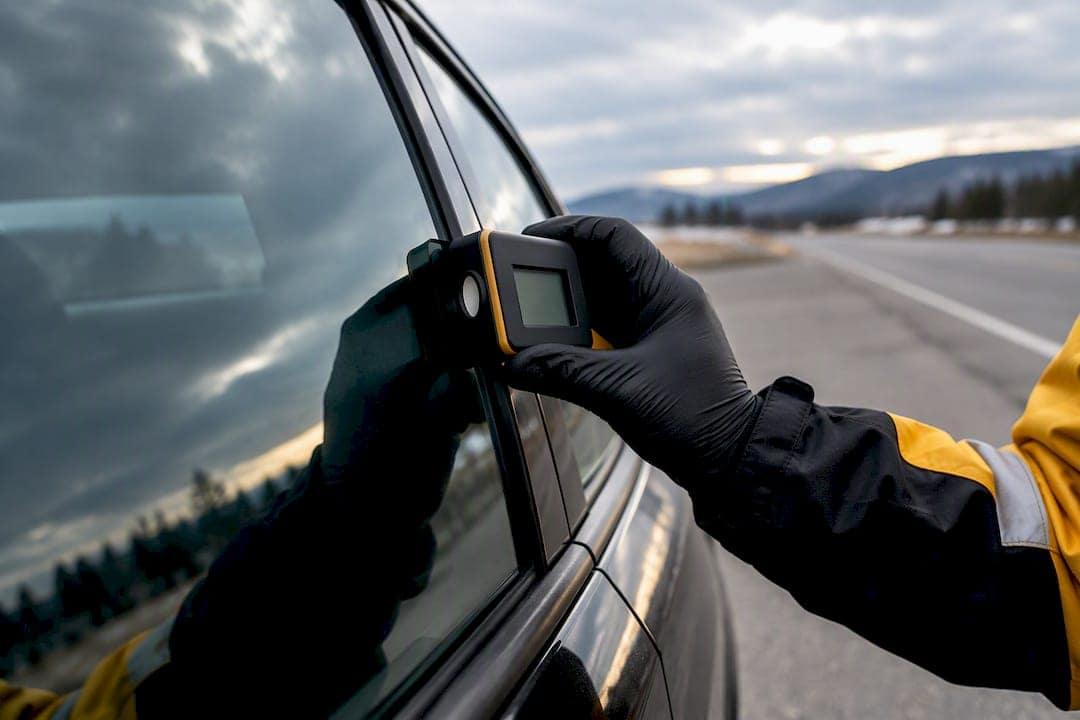 Light meter checking an untinted front window