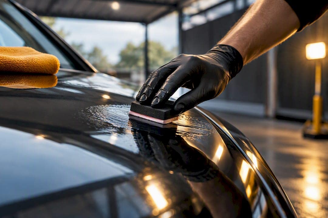 Ceramic coating applied to glossy vinyl wrap