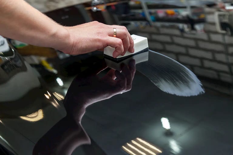 Ceramic coating being applied to a vehicle in Calgary